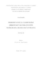 prikaz prve stranice dokumenta Priređivanje za tamburaški orkestar Vlacera iz Suite Maškarada Arama Hačatura